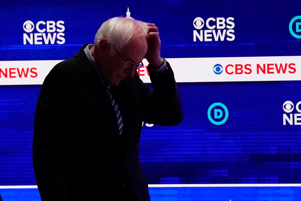 Democratic 2020 U.S. presidential candidate Senator Bernie Sanders walks on stage during a break in the tenth Democratic 2020 presidential debate at the Gaillard Center in Charleston, South Carolina, U.S. February 25, 2020. REUTERS/Jonathan Ernst Democratic 2020 U.S. presidential candidate Senator Bernie Sanders walks on stage during a break in the tenth Democratic 2020 presidential debate at the Gaillard Center in Charleston, South Carolina, U.S. February 25, 2020. REUTERS/Jonathan Ernst