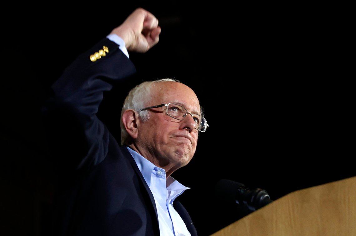U.S. Democratic presidential candidate Senator Bernie Sanders pumps his fist as he speaks to supporters about being declared the winner of the Nevada Democratic Caucus during a campaign rally in San Antonio, Texas, U.S., February 22, 2020. REUTERS/Mike Segar U.S. Democratic presidential candidate Senator Bernie Sanders pumps his fist as he speaks to supporters about being declared the winner of the Nevada Democratic Caucus during a campaign rally in San Antonio, Texas, U.S., February 22, 2020. REUTERS/Mike Segar