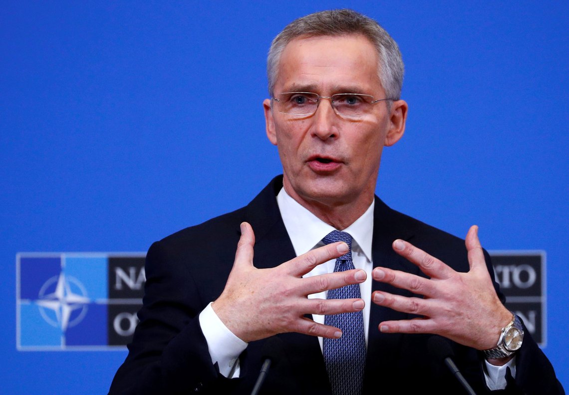 NATO Secretary General Jens Stoltenberg speaks at a news conference following a NATO defence ministers meeting at the Alliance headquarters in Brussels, Belgium February 12, 2020. REUTERS/Francois Lenoir NATO Secretary General Jens Stoltenberg speaks at a news conference following a NATO defence ministers meeting at the Alliance headquarters in Brussels, Belgium February 12, 2020. REUTERS/Francois Lenoir