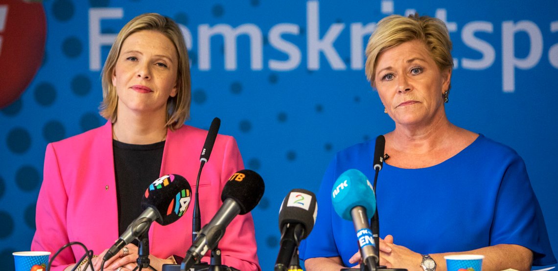 Oslo 20190430.
Konstituert 1. nestleder Sylvi Listhaug (t.v.) og partileder Siv Jensen i Frp på pressekonferanse i forkant av partiets landsmøtet til helgen.
Foto: Ole Berg-Rusten / NTB Scanpix Oslo 20190430.
Konstituert 1. nestleder Sylvi Listhaug (t.v.) og partileder Siv Jensen i Frp på pressekonferanse i forkant av partiets landsmøtet til helgen.
Foto: Ole Berg-Rusten / NTB Scanpix