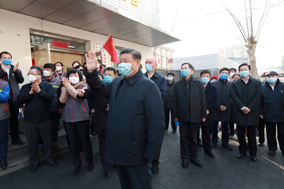 Chinese President Xi Jinping inspects the novel coronavirus prevention and control work at Anhuali Community in Beijing, China, February 10, 2020. Xinhua via REUTERS ATTENTION EDITORS - THIS IMAGE WAS PROVIDED BY A THIRD PARTY. CHINA OUT. NO RESALES. NO ARCHIVES. TPX IMAGES OF THE DAY Chinese President Xi Jinping inspects the novel coronavirus prevention and control work at Anhuali Community in Beijing, China, February 10, 2020. Xinhua via REUTERS ATTENTION EDITORS - THIS IMAGE WAS PROVIDED BY A THIRD PARTY. CHINA OUT. NO RESALES. NO ARCHIVES. TPX IMAGES OF THE DAY