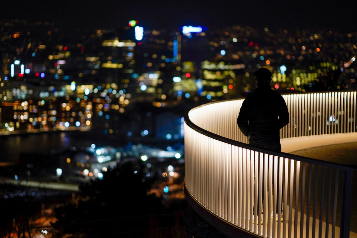 Oslo 20200324.
En enslig mann ser utover Oslo fra Ekebergrestauranten.
Som en følge av Korona-pandemien er det innført forbud mot å møtes fler enn 5 personer.
Foto: Cornelius Poppe / NTB scanpix Oslo 20200324.
En enslig mann ser utover Oslo fra Ekebergrestauranten.
Som en følge av Korona-pandemien er det innført forbud mot å møtes fler enn 5 personer.
Foto: Cornelius Poppe / NTB scanpix