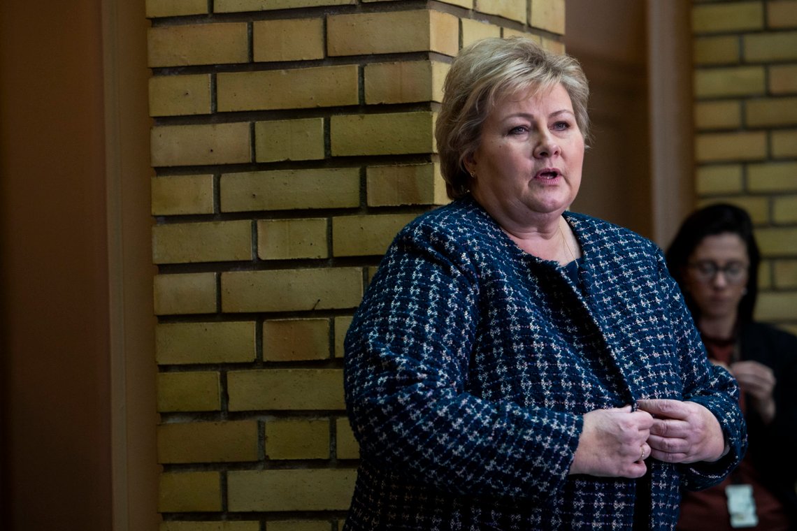 Oslo 20200321.
Statsminister Erna Solberg møtte pressen etter at koronaloven var behandlet av Stortinget.
Foto: Tore Meek / NTB scanpix Oslo 20200321.
Statsminister Erna Solberg møtte pressen etter at koronaloven var behandlet av Stortinget.
Foto: Tore Meek / NTB scanpix