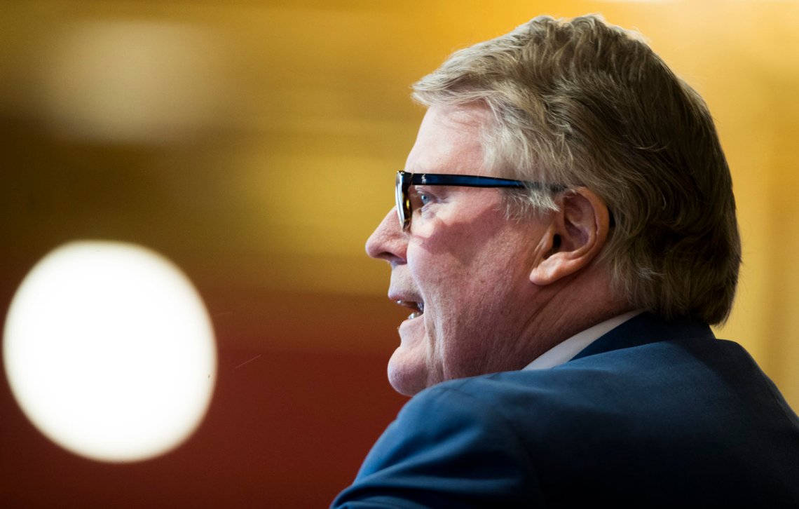 Oslo 20191003.
Hans Fredrik Grøvan (KrF), under trontaledebatten.
Foto: Terje Pedersen / NTB scanpix Oslo 20191003.
Hans Fredrik Grøvan (KrF), under trontaledebatten.
Foto: Terje Pedersen / NTB scanpix