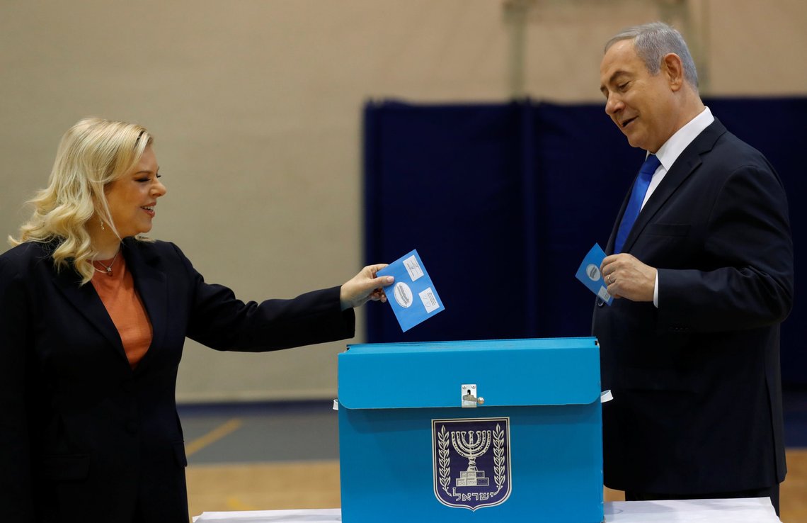 Israeli Prime Minister Benjamin Netanyahu and his wife Sara Netanyahu cast their ballots during Israeli parliamentary elections, at a polling station in Jerusalem, March 2, 2020. Atef Safadi/Pool via REUTERS Israeli Prime Minister Benjamin Netanyahu and his wife Sara Netanyahu cast their ballots during Israeli parliamentary elections, at a polling station in Jerusalem, March 2, 2020. Atef Safadi/Pool via REUTERS