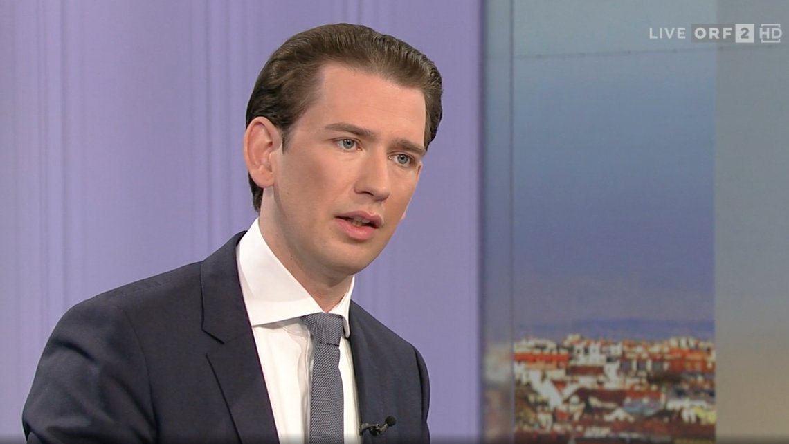 Østerrikes statsminister Sebastian Kurz på østerriksk TV den 8. mars 2020. Stillbilde: ORF. Østerrikes statsminister Sebastian Kurz på østerriksk TV den 8. mars 2020. Stillbilde: ORF.