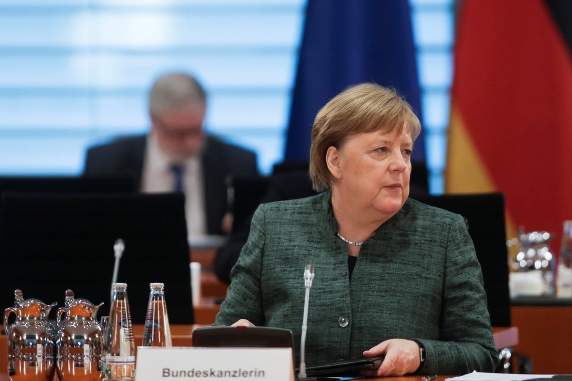 German Chancellor Angela Merkel attends the weekly cabinet meeting, as the spread of the coronavirus disease (COVID-19) continues, in Berlin, Germany April 8, 2020. Markus Schreiber/Pool via REUTERS German Chancellor Angela Merkel attends the weekly cabinet meeting, as the spread of the coronavirus disease (COVID-19) continues, in Berlin, Germany April 8, 2020. Markus Schreiber/Pool via REUTERS