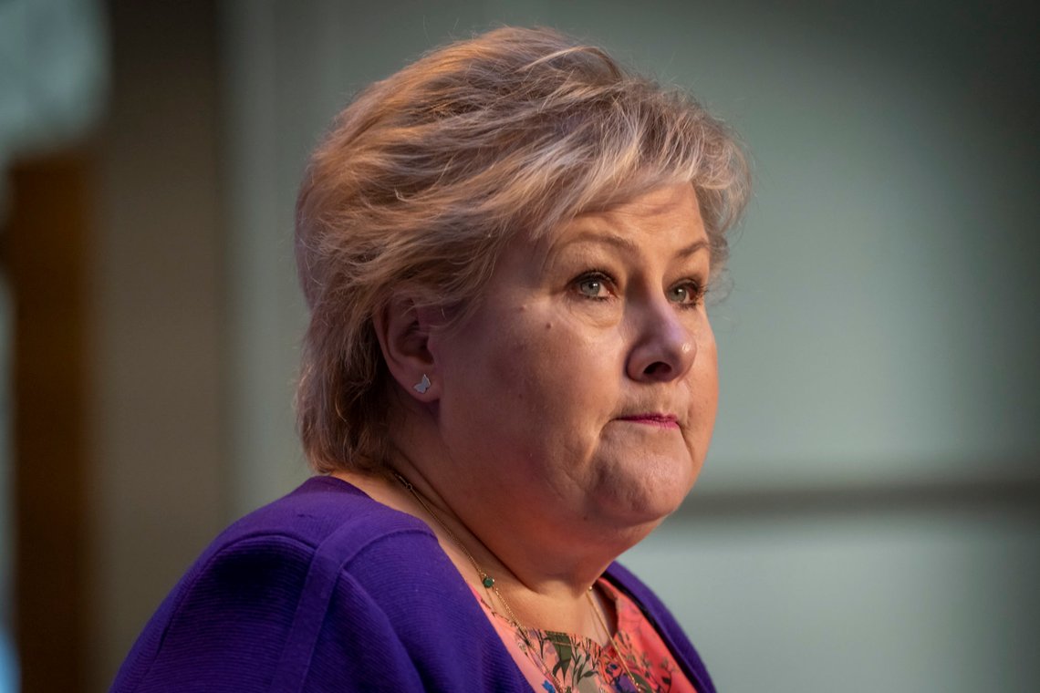 Oslo 20200416.
Statsminister Erna Solberg orienterer pressen om håndteringen av koronasituasjonen.
Foto: Heiko Junge / NTB scanpix Oslo 20200416.
Statsminister Erna Solberg orienterer pressen om håndteringen av koronasituasjonen.
Foto: Heiko Junge / NTB scanpix