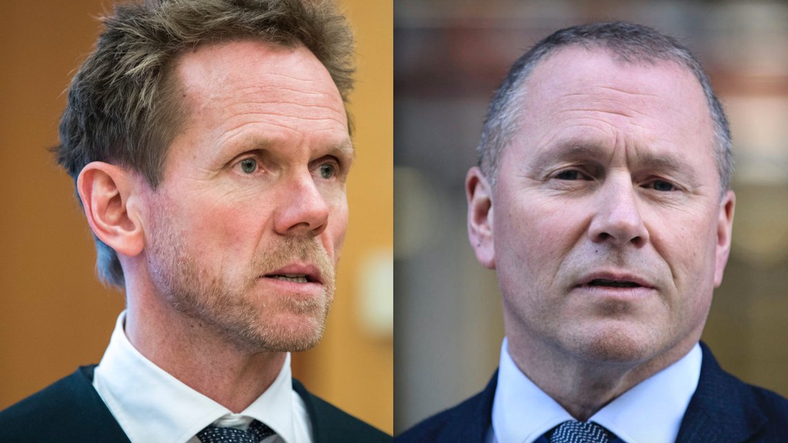Regjeringsadvokat Fredrik Sejersted og Oljefondets påtroppende sjef Nicolai Tangen. Fotografier: Terje Pedersen og Nina E. Rangoy / NTB scanpix. Regjeringsadvokat Fredrik Sejersted og Oljefondets påtroppende sjef Nicolai Tangen. Fotografier: Terje Pedersen og Nina E. Rangoy / NTB scanpix.
