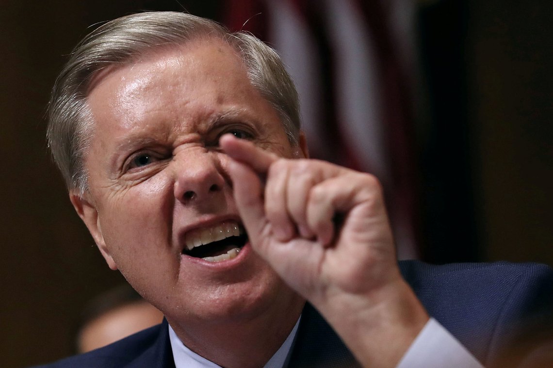 Senate Judiciary Committee member Sen. Lindsey Graham (R-SC) shouts while questioning Judge Brett Kavanaugh during his Supreme Court confirmation hearing in the Dirksen Senate Office Building on Capitol Hill in Washington, U.S., September 27, 2018. Win McNamee/Pool via REUTERS Senate Judiciary Committee member Sen. Lindsey Graham (R-SC) shouts while questioning Judge Brett Kavanaugh during his Supreme Court confirmation hearing in the Dirksen Senate Office Building on Capitol Hill in Washington, U.S., September 27, 2018. Win McNamee/Pool via REUTERS
