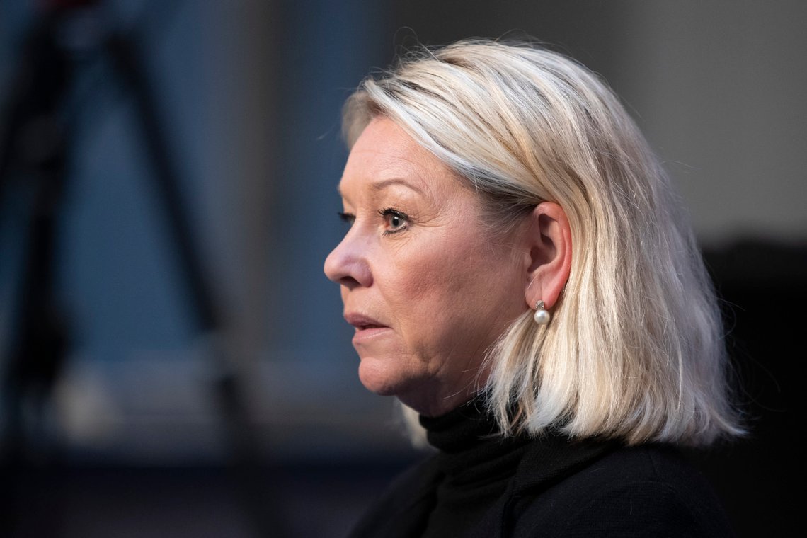 Oslo 20200414.
Justis og beredsskaposminister Monica Mæland, på den daglige pressekonferansen om korona-situasjonen.
Foto: Terje Pedersen / NTB scanpix Oslo 20200414.
Justis og beredsskaposminister Monica Mæland, på den daglige pressekonferansen om korona-situasjonen.
Foto: Terje Pedersen / NTB scanpix