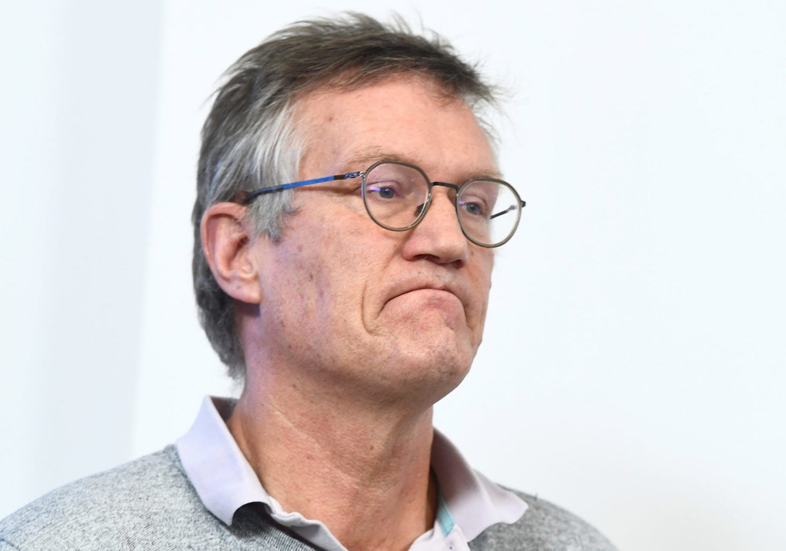 State epidemiologist Anders Tegnell of the Public Health Agency of Sweden talks to journalists during a daily news conference on the coronavirus situation in Stockholm, Sweden, March 12, 2020 TT News Agency/Claudio Bresciani via REUTERS ATTENTION EDITORS - THIS IMAGE WAS PROVIDED BY A THIRD PARTY. SWEDEN OUT. NO COMMERCIAL OR EDITORIAL SALES IN SWEDEN. State epidemiologist Anders Tegnell of the Public Health Agency of Sweden talks to journalists during a daily news conference on the coronavirus situation in Stockholm, Sweden, March 12, 2020 TT News Agency/Claudio Bresciani via REUTERS ATTENTION EDITORS - THIS IMAGE WAS PROVIDED BY A THIRD PARTY. SWEDEN OUT. NO COMMERCIAL OR EDITORIAL SALES IN SWEDEN.