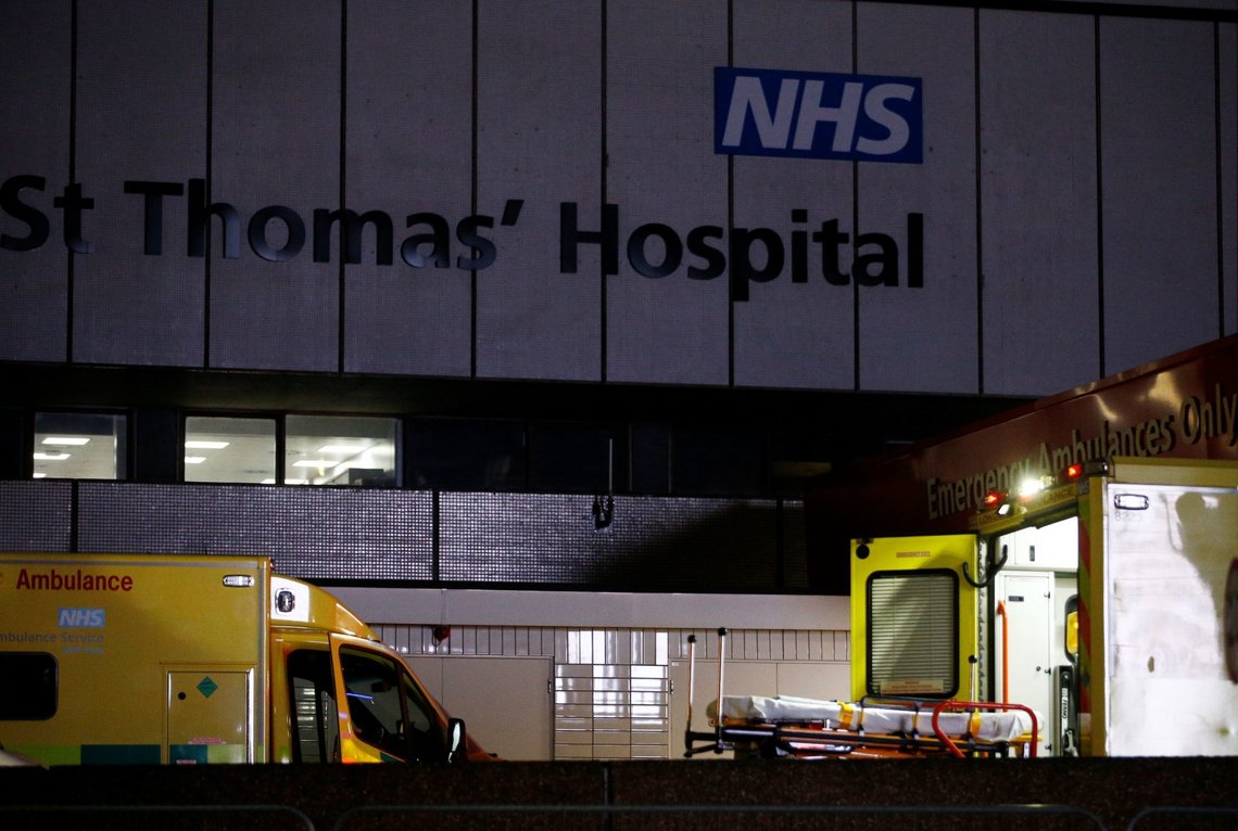 General view of ambulances at the St Thomas Hospital, as the spread of the coronavirus disease (COVID-19) continues, London, Britain, April 6, 2020. REUTERS/Henry Nicholls General view of ambulances at the St Thomas Hospital, as the spread of the coronavirus disease (COVID-19) continues, London, Britain, April 6, 2020. REUTERS/Henry Nicholls