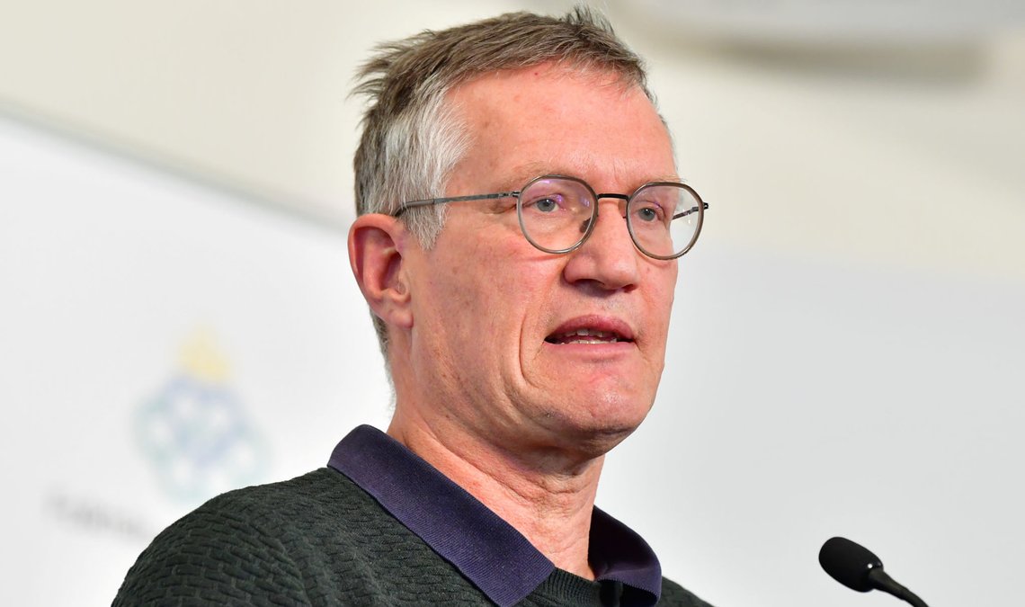 State epidemiologist Anders Tegnell of the Public Health Agency of Sweden talks during a daily news conference on the coronavirus disease (COVID-19) situation, in Stockholm, Sweden April 14, 2020. TT News Agency/Jonas Ekstromer via REUTERS ATTENTION EDITORS - THIS IMAGE WAS PROVIDED BY A THIRD PARTY. SWEDEN OUT. NO COMMERCIAL OR EDITORIAL SALES IN SWEDEN. State epidemiologist Anders Tegnell of the Public Health Agency of Sweden talks during a daily news conference on the coronavirus disease (COVID-19) situation, in Stockholm, Sweden April 14, 2020. TT News Agency/Jonas Ekstromer via REUTERS ATTENTION EDITORS - THIS IMAGE WAS PROVIDED BY A THIRD PARTY. SWEDEN OUT. NO COMMERCIAL OR EDITORIAL SALES IN SWEDEN.