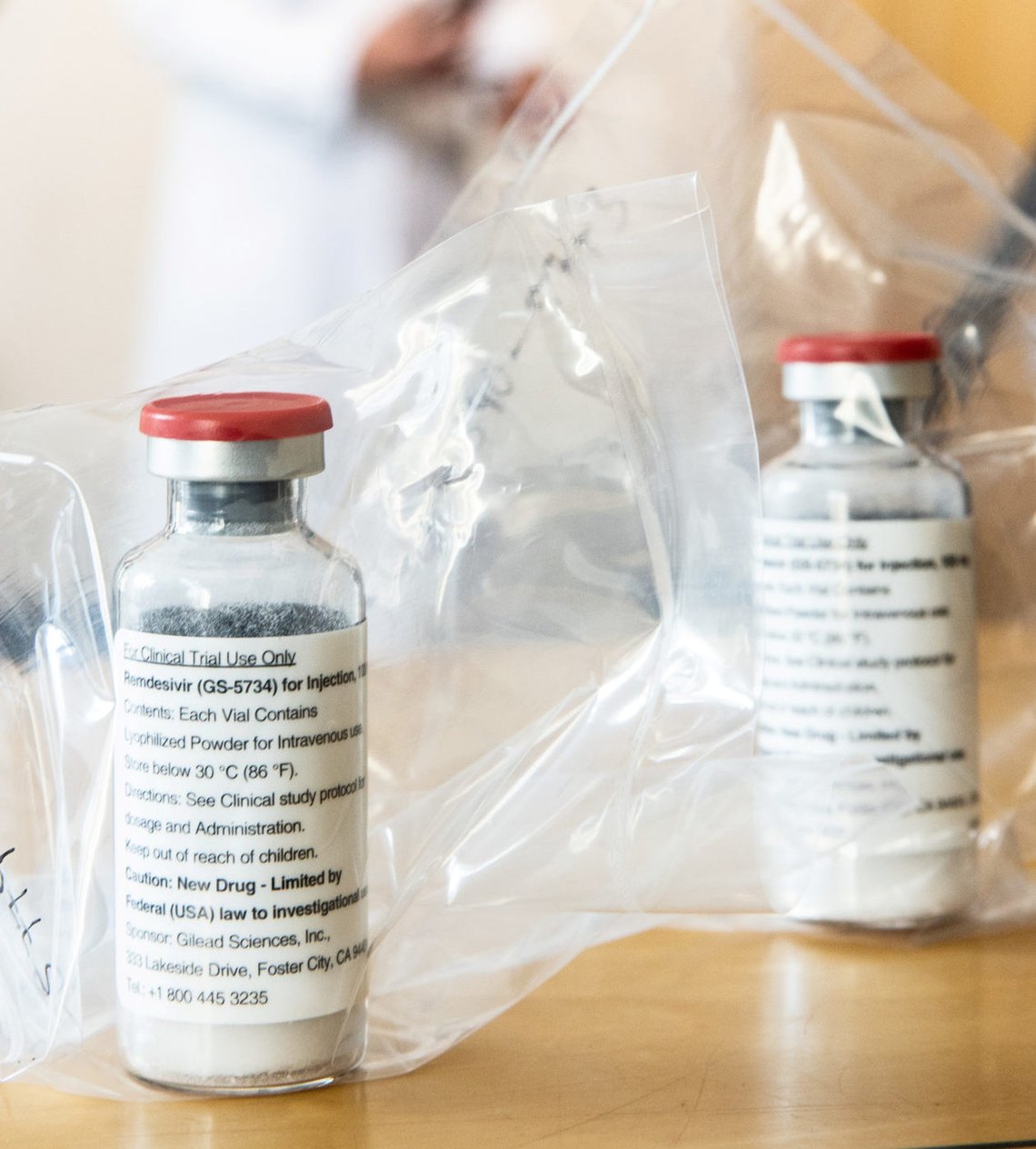 Two ampules of Ebola drug Remdesivir are pictured during a news conference at the University Hospital Eppendorf (UKE) in Hamburg, Germany, April 8, 2020, as the spread of coronavirus disease (COVID-19) continues. Ulrich Perrey/Pool via REUTERS Two ampules of Ebola drug Remdesivir are pictured during a news conference at the University Hospital Eppendorf (UKE) in Hamburg, Germany, April 8, 2020, as the spread of coronavirus disease (COVID-19) continues. Ulrich Perrey/Pool via REUTERS
