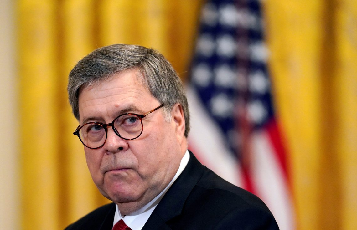 FILE PHOTO: U.S. Attorney General William Barr takes part in the "2019 Prison Reform Summit" in the East Room of the White House in Washington, U.S., April 1, 2019. REUTERS/Yuri Gripas/File Photo FILE PHOTO: U.S. Attorney General William Barr takes part in the "2019 Prison Reform Summit" in the East Room of the White House in Washington, U.S., April 1, 2019. REUTERS/Yuri Gripas/File Photo