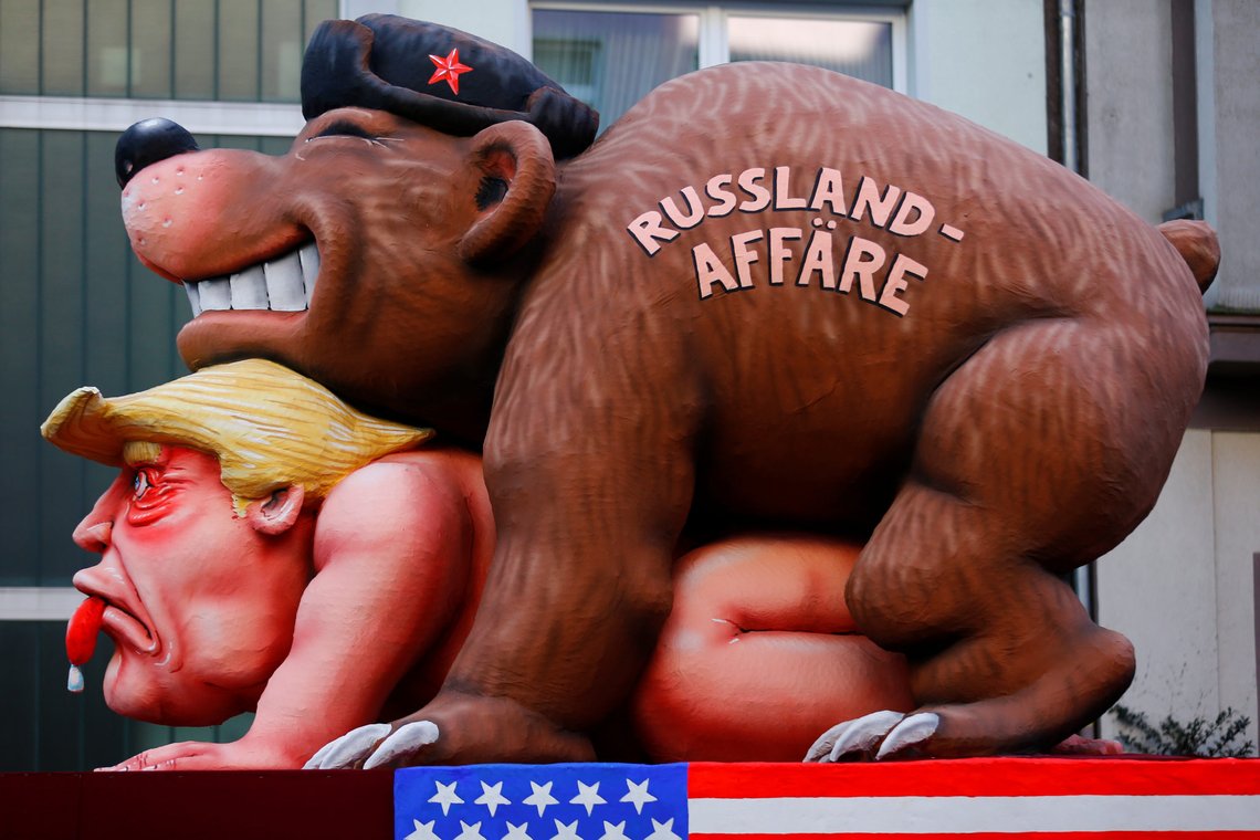 A carnival float depicting U.S. President Donald Trump at the traditional "Rosenmontag" Rose Monday carnival parade in Duesseldorf, Germany February 12, 2018. REUTERS/Thilo Schmuelgen A carnival float depicting U.S. President Donald Trump at the traditional "Rosenmontag" Rose Monday carnival parade in Duesseldorf, Germany February 12, 2018. REUTERS/Thilo Schmuelgen