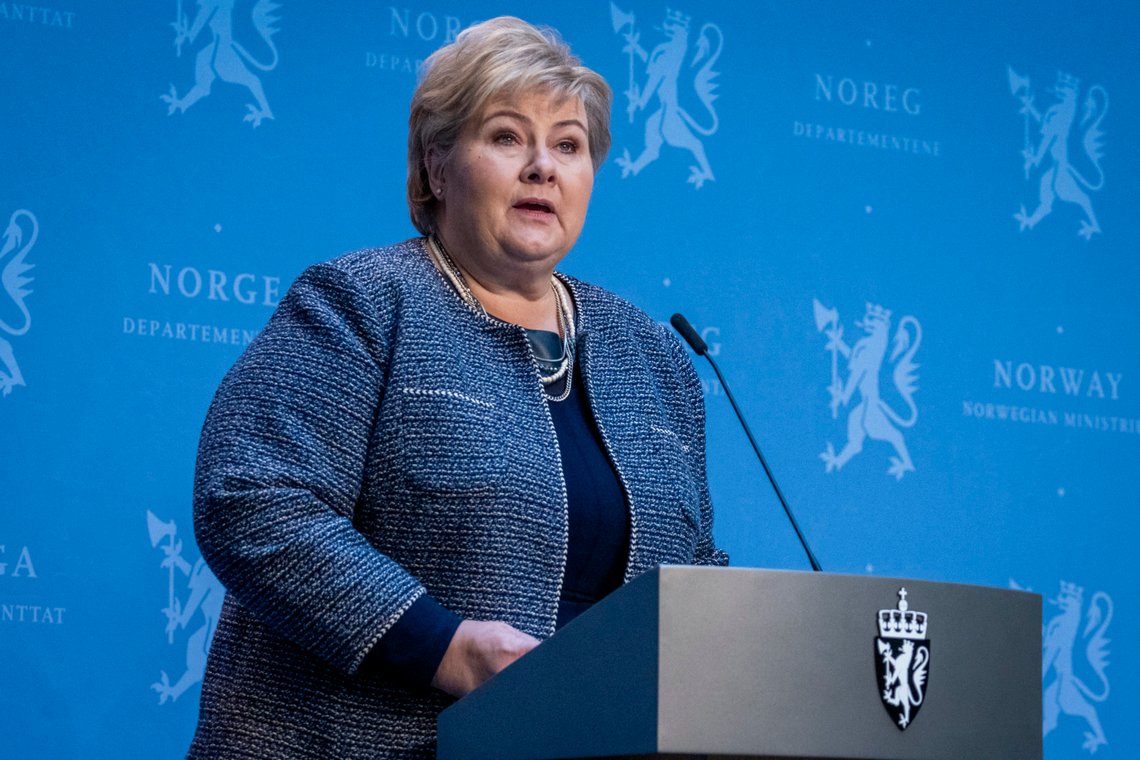 Oslo 20200430.
Statsminister Erna Solberg (H) presenterer regjeringens forslag til midlertidige endringer i skattesystemet for olje- og gassnæringen.
Foto: Heiko Junge / NTB scanpix Oslo 20200430.
Statsminister Erna Solberg (H) presenterer regjeringens forslag til midlertidige endringer i skattesystemet for olje- og gassnæringen.
Foto: Heiko Junge / NTB scanpix
