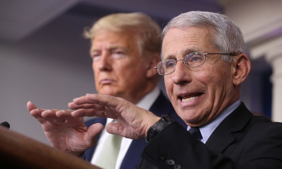 U.S. President Donald Trump looks on as National Institute of Allergy and Infectious Diseases Director Anthony Fauci addresses the daily coronavirus (COVID-19 briefing at the White House in Washington, U.S., March 17, 2020. REUTERS/Jonathan Ernst U.S. President Donald Trump looks on as National Institute of Allergy and Infectious Diseases Director Anthony Fauci addresses the daily coronavirus (COVID-19 briefing at the White House in Washington, U.S., March 17, 2020. REUTERS/Jonathan Ernst