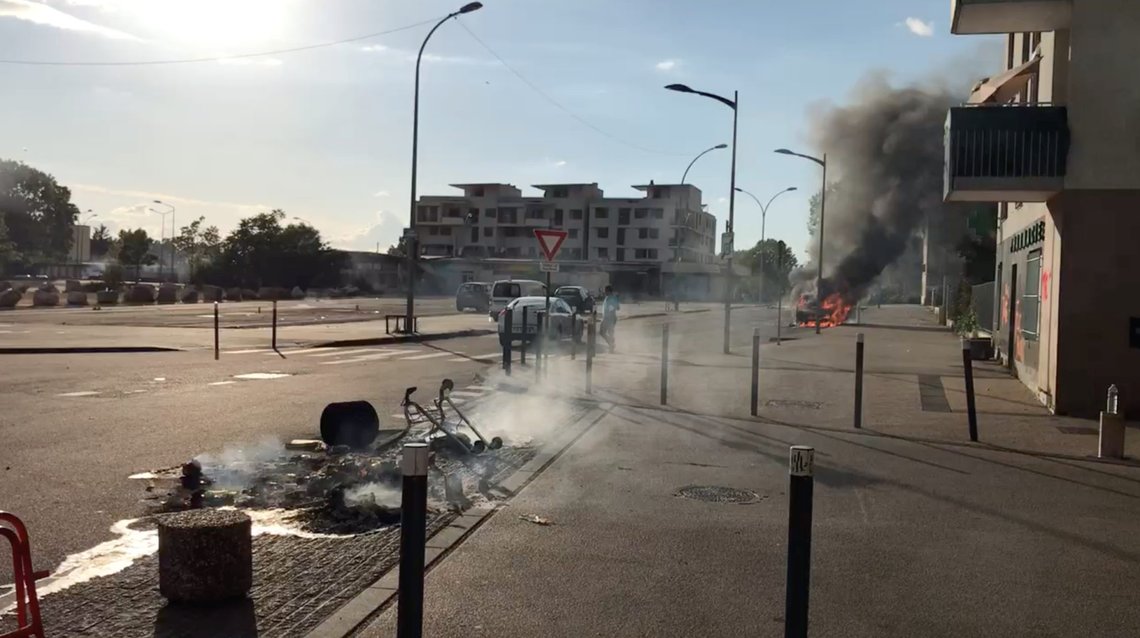 Fire spots and debris are seen after the fourth night of gang violence in Dijon, France June 15, 2020, in this still image obtained from a social media video. Jim Cannolo/via REUTERS THIS IMAGE HAS BEEN SUPPLIED BY A THIRD PARTY. MANDATORY CREDIT. NO RESALES. NO ARCHIVES Fire spots and debris are seen after the fourth night of gang violence in Dijon, France June 15, 2020, in this still image obtained from a social media video. Jim Cannolo/via REUTERS THIS IMAGE HAS BEEN SUPPLIED BY A THIRD PARTY. MANDATORY CREDIT. NO RESALES. NO ARCHIVES