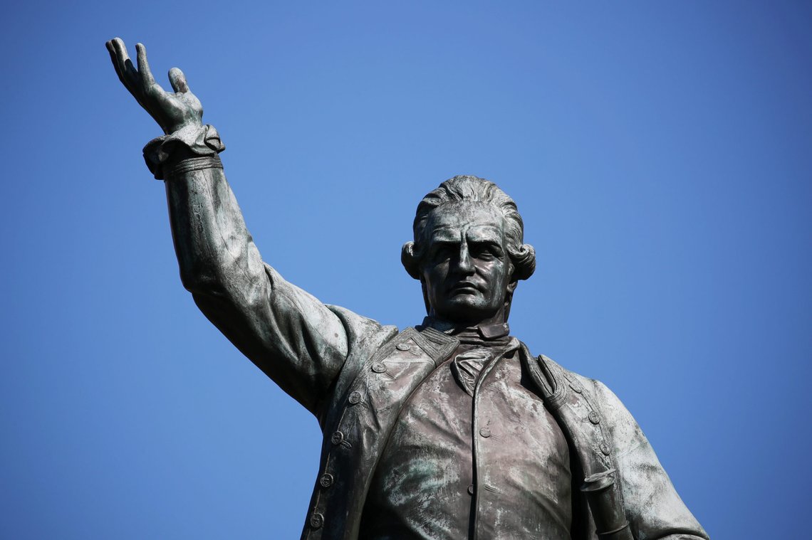 A statue to Captain James Cook, a controversial figure in the history of Australia, stands in Sydney, Australia, June 11, 2020. Picture taken June 11, 2020. REUTERS/Loren Elliott A statue to Captain James Cook, a controversial figure in the history of Australia, stands in Sydney, Australia, June 11, 2020. Picture taken June 11, 2020. REUTERS/Loren Elliott