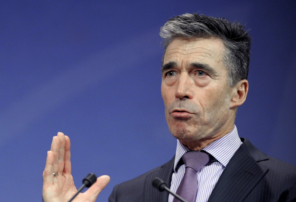 Then NATO Secretary General Anders Fogh Rasmussen addresses a news conference during a NATO foreign ministers meeting at the Alliance headquarters in Brussels, Belgium in this file photo taken on April 2, 2014. Rasmussen on February 25, 2016, called on the European Union to set a target to get 5 percent of road transport fuel from advanced biofuels by 2030 to cut the bloc's reliance on imported oil and beef up its energy security. REUTERS/Laurent Dubrule/Files Then NATO Secretary General Anders Fogh Rasmussen addresses a news conference during a NATO foreign ministers meeting at the Alliance headquarters in Brussels, Belgium in this file photo taken on April 2, 2014. Rasmussen on February 25, 2016, called on the European Union to set a target to get 5 percent of road transport fuel from advanced biofuels by 2030 to cut the bloc's reliance on imported oil and beef up its energy security. REUTERS/Laurent Dubrule/Files