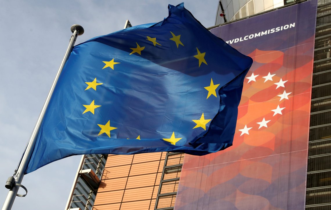 FILE PHOTO: A European Union flag flies outside the European Commission headquarters in Brussels, Belgium, December 19, 2019. REUTERS/Yves Herman/File Photo FILE PHOTO: A European Union flag flies outside the European Commission headquarters in Brussels, Belgium, December 19, 2019. REUTERS/Yves Herman/File Photo