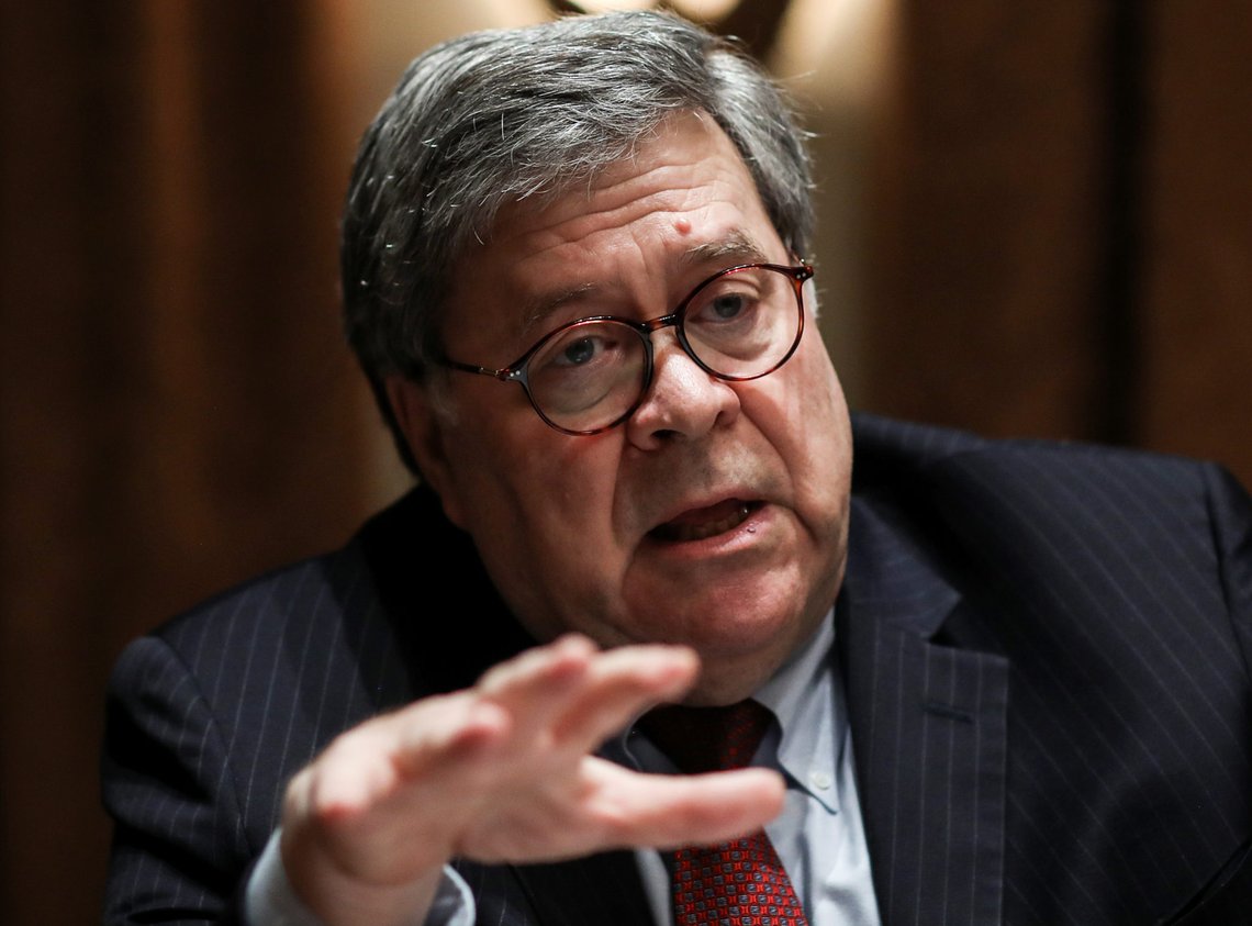 U.S. Attorney General William Barr speaks during a roundtable discussion on "America's seniors" hosted by U.S. President Donald Trump in the Cabinet Room at the White House in Washington, U.S., June 15, 2020. REUTERS/Leah Millis U.S. Attorney General William Barr speaks during a roundtable discussion on "America's seniors" hosted by U.S. President Donald Trump in the Cabinet Room at the White House in Washington, U.S., June 15, 2020. REUTERS/Leah Millis
