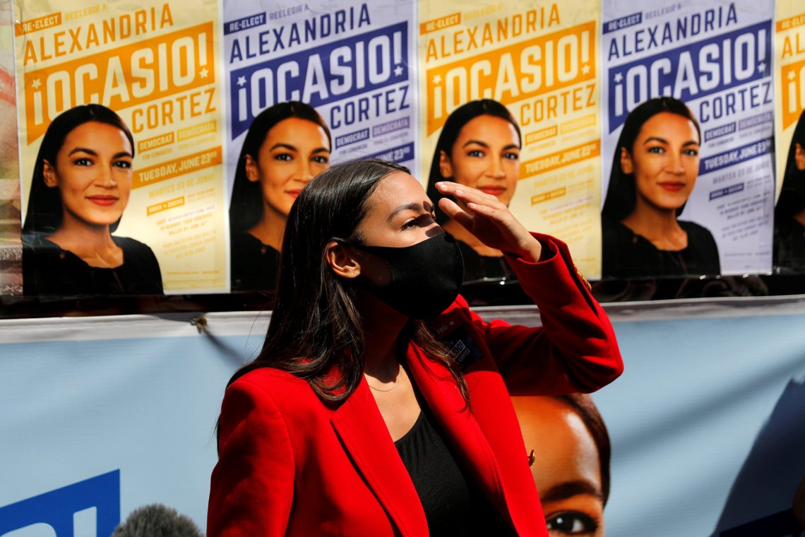 U.S. Rep. Alexandria Ocasio-Cortez (D-NY) makes a campaign stop to greet voters during the Democratic congressional primary election in the Queens borough of New York City, New York, U.S., June 23, 2020. REUTERS/Mike Segar TPX IMAGES OF THE DAY U.S. Rep. Alexandria Ocasio-Cortez (D-NY) makes a campaign stop to greet voters during the Democratic congressional primary election in the Queens borough of New York City, New York, U.S., June 23, 2020. REUTERS/Mike Segar TPX IMAGES OF THE DAY