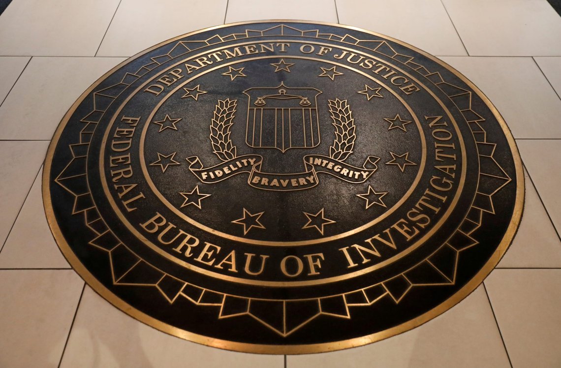 FILE PHOTO: The Federal Bureau of Investigation seal is seen at FBI headquarters in Washington, U.S. June 14, 2018. REUTERS/Yuri Gripas/File Photo FILE PHOTO: The Federal Bureau of Investigation seal is seen at FBI headquarters in Washington, U.S. June 14, 2018. REUTERS/Yuri Gripas/File Photo
