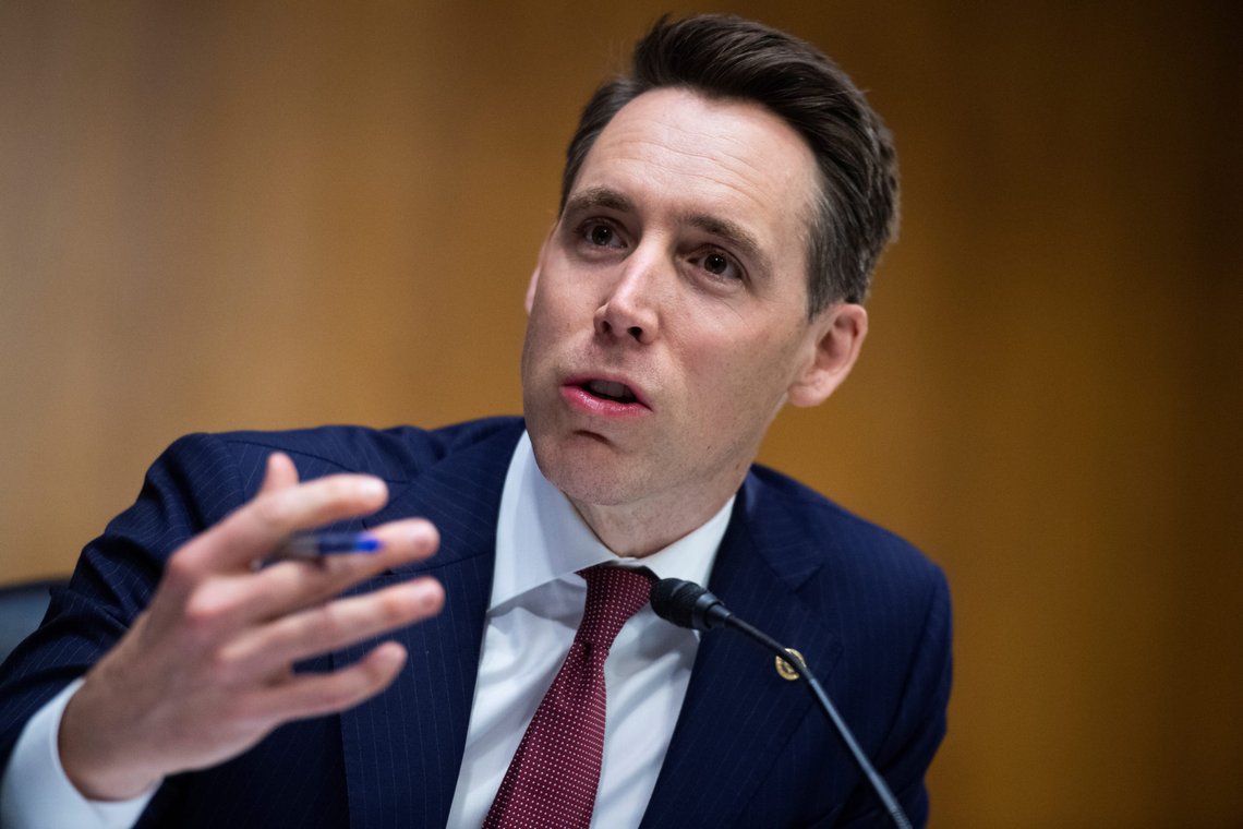 Sen. Josh Hawley, R-Mo., asks a question during the Senate Judiciary Committee hearing titled "Police Use of Force and Community Relations", in Dirksen Senate Office Building in Washington, D.C., June 16, 2020. Tom Williams/Pool via REUTERS Sen. Josh Hawley, R-Mo., asks a question during the Senate Judiciary Committee hearing titled "Police Use of Force and Community Relations", in Dirksen Senate Office Building in Washington, D.C., June 16, 2020. Tom Williams/Pool via REUTERS