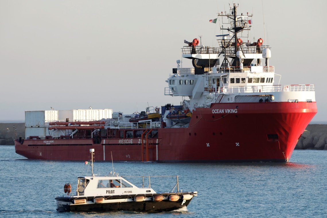 Rescue ship Ocean Viking arrives with rescued migrants in Porto Empedocle in Sicily, Italy July 6, 2020. REUTERS/Antonio Parrinello Rescue ship Ocean Viking arrives with rescued migrants in Porto Empedocle in Sicily, Italy July 6, 2020. REUTERS/Antonio Parrinello