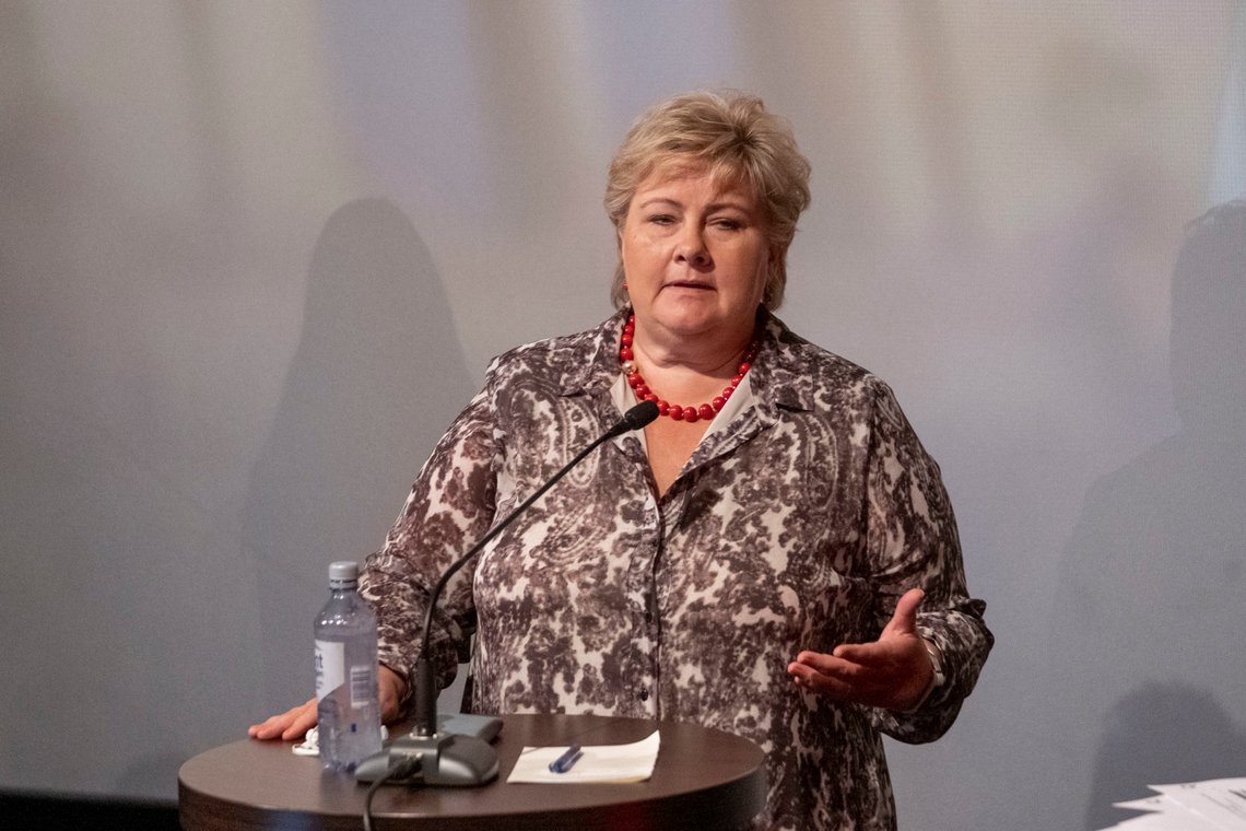 Arendal 20200813.
Statsminister Erna Solberg deltar på svært redusert Arendalsuka 2020.
Foto: Tor Erik Schrøder / NTB scanpix Arendal 20200813.
Statsminister Erna Solberg deltar på svært redusert Arendalsuka 2020.
Foto: Tor Erik Schrøder / NTB scanpix