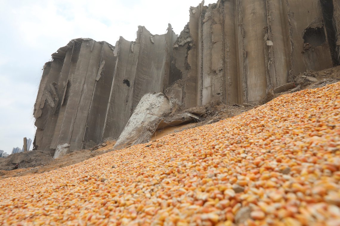 The damaged grain silo is seen at the site of Tuesday's blast, at Beirut's port area, Lebanon, August 7, 2020. REUTERS/Mohamed Azakir The damaged grain silo is seen at the site of Tuesday's blast, at Beirut's port area, Lebanon, August 7, 2020. REUTERS/Mohamed Azakir