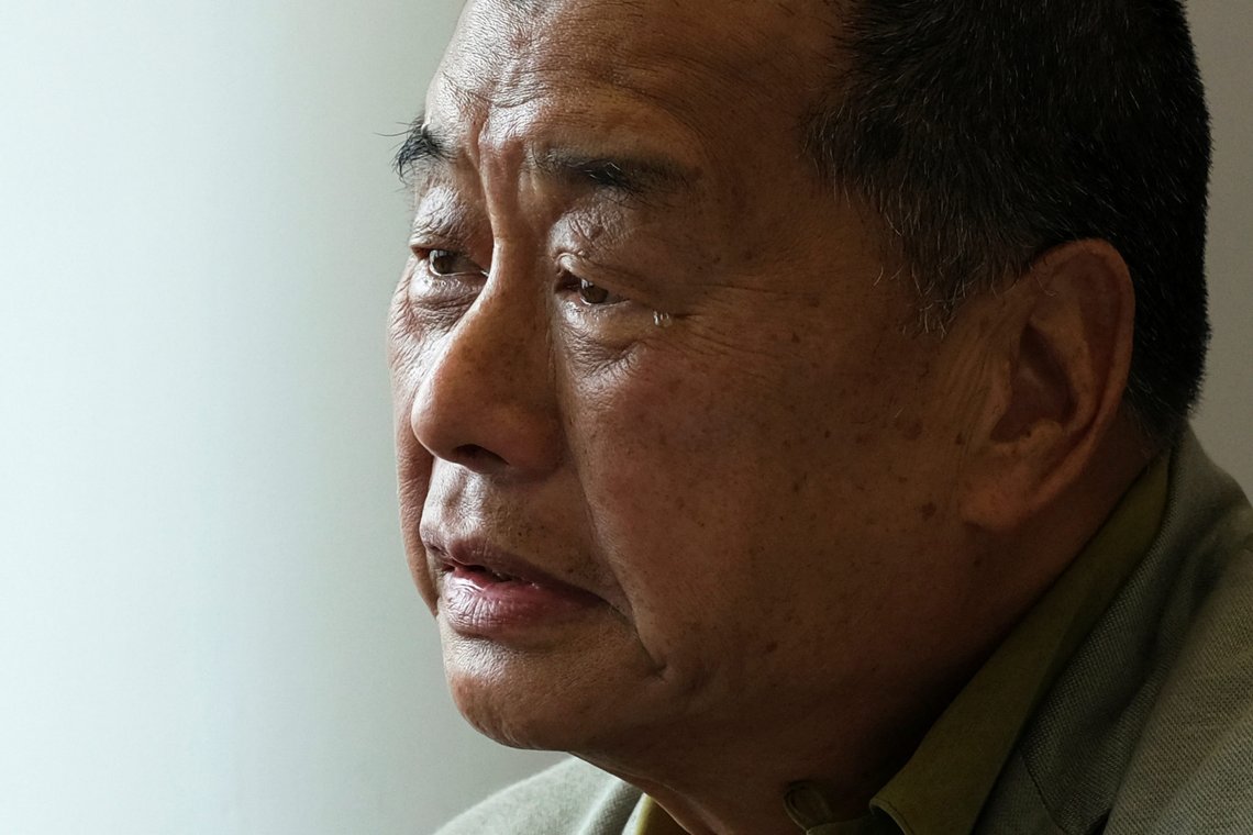 A drop of tear is seen on the face of media mogul Jimmy Lai Chee-ying, founder of Apple Daily during an interview to response national security legislation in Hong Kong, China May 29, 2020. REUTERS/Tyrone Siu A drop of tear is seen on the face of media mogul Jimmy Lai Chee-ying, founder of Apple Daily during an interview to response national security legislation in Hong Kong, China May 29, 2020. REUTERS/Tyrone Siu