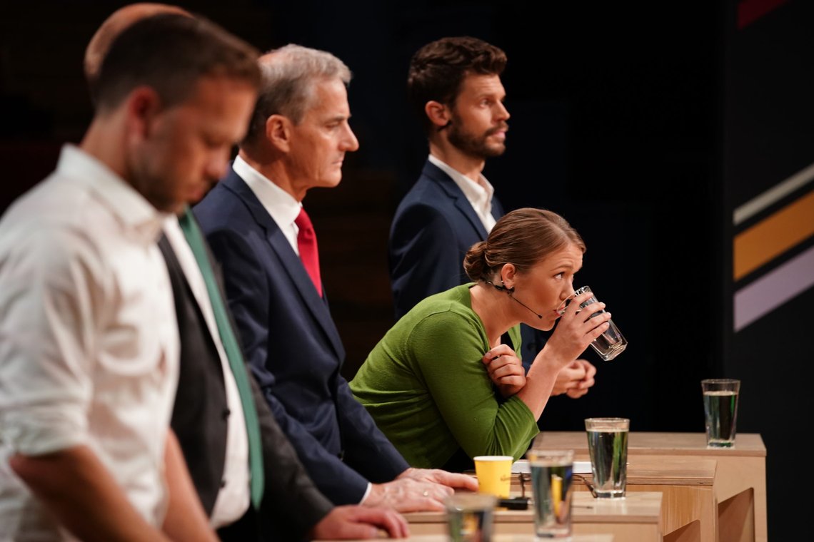 Trondheim 20190906.
MDGs Une Aina Bastholm under partilederdebatten på NRK fredag kveld.
Foto: Ole Martin Wold / NTB scanpix Trondheim 20190906.
MDGs Une Aina Bastholm under partilederdebatten på NRK fredag kveld.
Foto: Ole Martin Wold / NTB scanpix