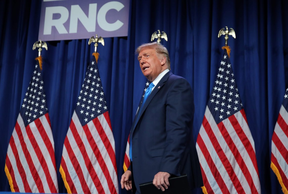 U.S. President Donald Trump arrives to address the first day of the 2020 Republican National Convention in Charlotte, North Carolina, U.S., August 24, 2020. REUTERS/Carlos Barria U.S. President Donald Trump arrives to address the first day of the 2020 Republican National Convention in Charlotte, North Carolina, U.S., August 24, 2020. REUTERS/Carlos Barria