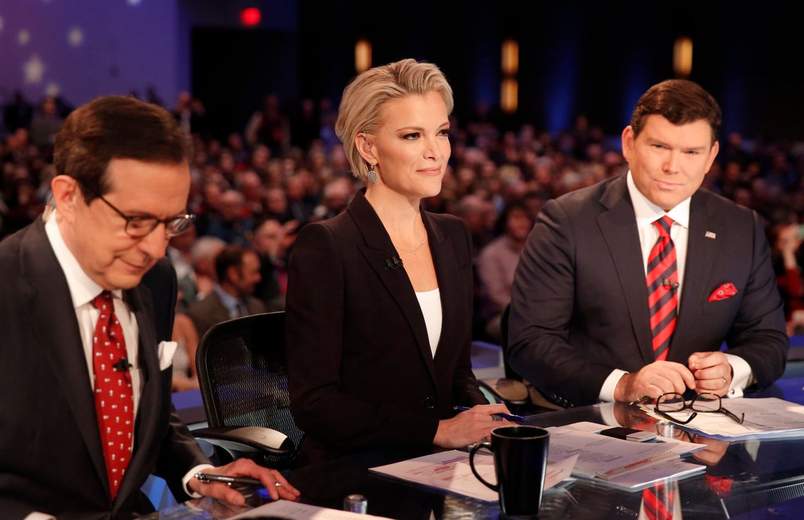 Fox News Channel anchors and debate moderators (L-R) Chris Wallace, Megyn Kelly and Bret Baier begin the Fox News debate for the top 2016 U.S. Republican presidential candidates in Des Moines, Iowa, in this file photo taken January 28, 2015. Thursday's Republican debate on Fox News Channel could be Round 2 of Megyn Kelly versus Donald Trump. But the journalist and fellow moderators say they are not preparing to stoke the fire with questions about his headline-grabbing battles with the network. REUTERS/Carlos Barria/Files Fox News Channel anchors and debate moderators (L-R) Chris Wallace, Megyn Kelly and Bret Baier begin the Fox News debate for the top 2016 U.S. Republican presidential candidates in Des Moines, Iowa, in this file photo taken January 28, 2015. Thursday's Republican debate on Fox News Channel could be Round 2 of Megyn Kelly versus Donald Trump. But the journalist and fellow moderators say they are not preparing to stoke the fire with questions about his headline-grabbing battles with the network. REUTERS/Carlos Barria/Files