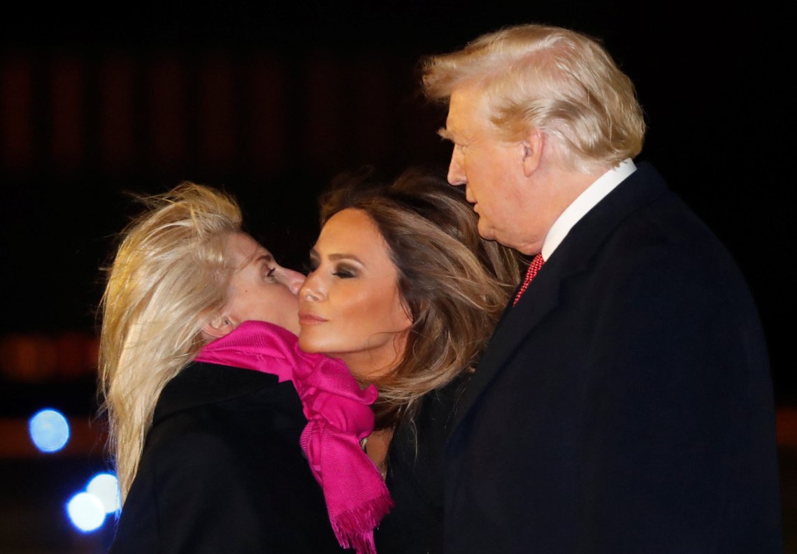 U.S. President Donald Trump and first lady Melania Trump greet U.S. Ambassador to the French Republic and Principality of Monaco Jamie D. McCourt as they arrive at Orly Airport near Paris to attend commemoration ceremonies for Armistice Day, 100 years after the end of the First World War, France, November 9, 2018. REUTERS/Carlos Barria U.S. President Donald Trump and first lady Melania Trump greet U.S. Ambassador to the French Republic and Principality of Monaco Jamie D. McCourt as they arrive at Orly Airport near Paris to attend commemoration ceremonies for Armistice Day, 100 years after the end of the First World War, France, November 9, 2018. REUTERS/Carlos Barria