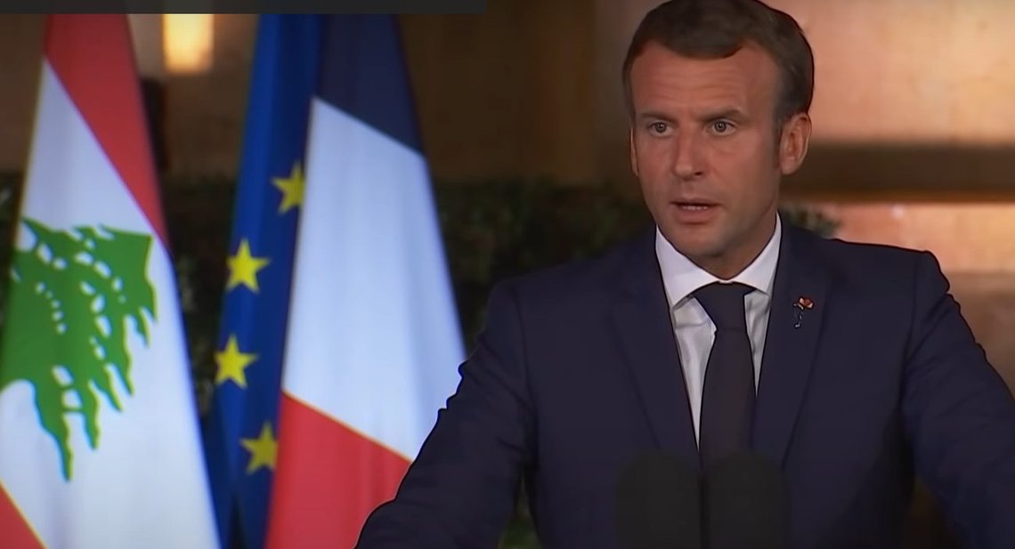 President Macron taler på sitt besøk i Beirut, 1.9.20. Foto: Elysee President Macron taler på sitt besøk i Beirut, 1.9.20. Foto: Elysee