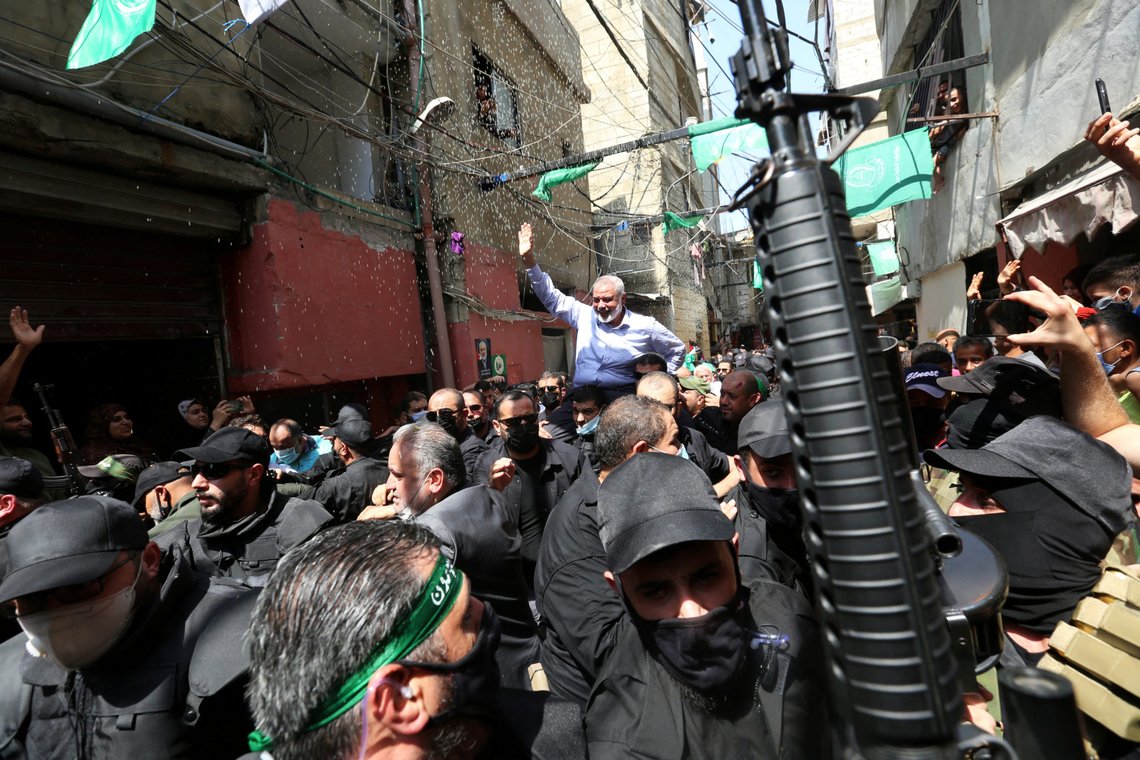 Palestinian group Hamas' top leader, Ismail Haniyeh, is carried during his visit at Ain el Hilweh Palestinian refugee camp in Sidon, Lebanon September 6, 2020. REUTERS/Aziz Taher TPX IMAGES OF THE DAY Palestinian group Hamas' top leader, Ismail Haniyeh, is carried during his visit at Ain el Hilweh Palestinian refugee camp in Sidon, Lebanon September 6, 2020. REUTERS/Aziz Taher TPX IMAGES OF THE DAY