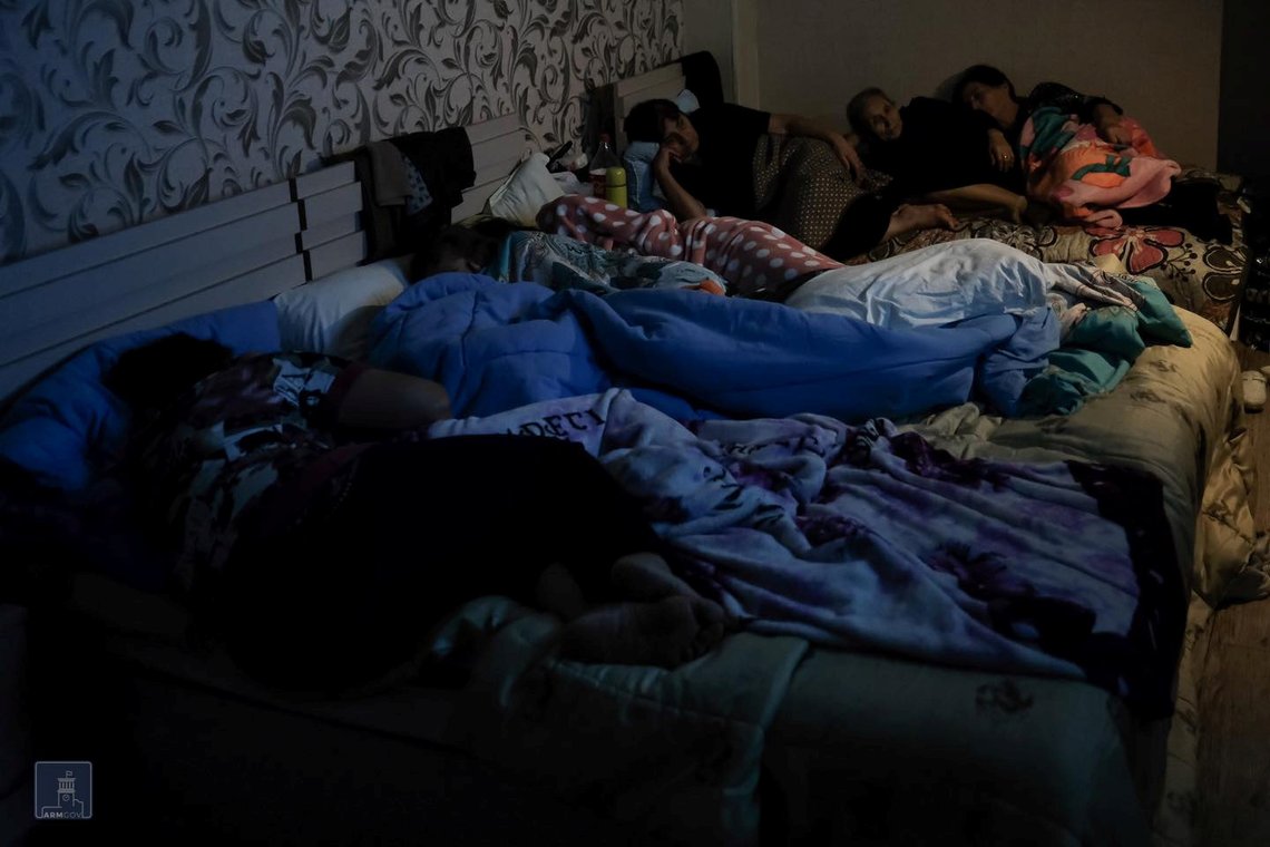 People are seen in a bomb shelter in Stepanakert, the capital of the breakaway Nagorno-Karabakh region, in this picture released September 28, 2020. Foreign Ministry of Armenia/Handout via REUTERS ATTENTION EDITORS - THIS IMAGE HAS BEEN SUPPLIED BY A THIRD PARTY. NO RESALES. NO ARCHIVES. MANDATORY CREDIT. People are seen in a bomb shelter in Stepanakert, the capital of the breakaway Nagorno-Karabakh region, in this picture released September 28, 2020. Foreign Ministry of Armenia/Handout via REUTERS ATTENTION EDITORS - THIS IMAGE HAS BEEN SUPPLIED BY A THIRD PARTY. NO RESALES. NO ARCHIVES. MANDATORY CREDIT.