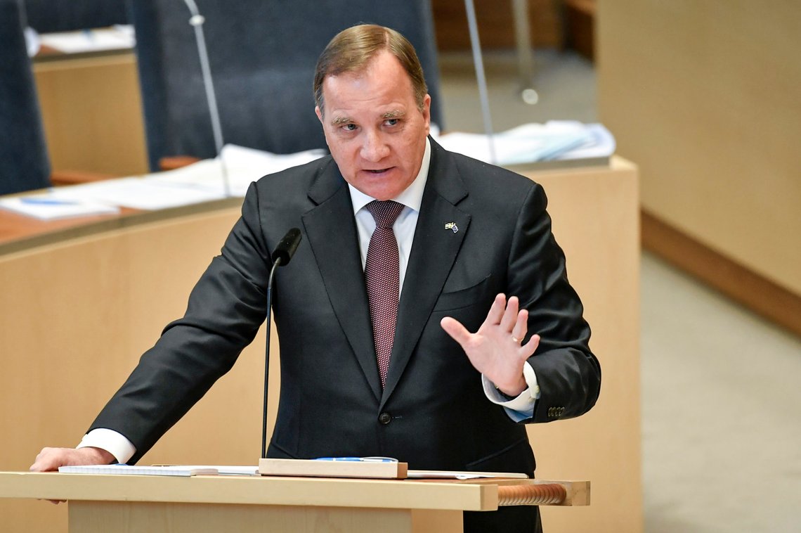 Stockholm, Sverige 20200514.
Statsminister Stefan Löfven (S) svarar på frågor i kammaren.
Foto: Anders Wiklund/TT / NTB scanpix Stockholm, Sverige 20200514.
Statsminister Stefan Löfven (S) svarar på frågor i kammaren.
Foto: Anders Wiklund/TT / NTB scanpix