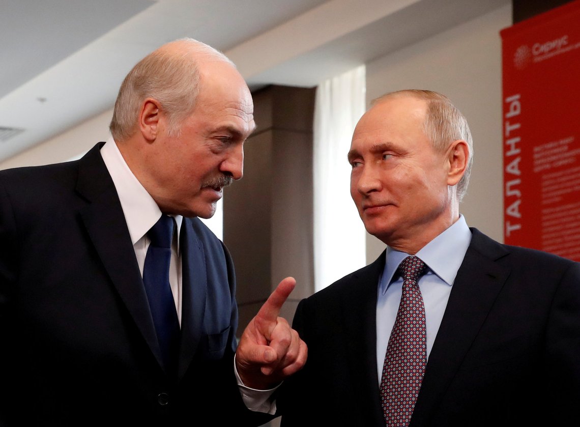 FILE PHOTO: FILE PHOTO: FILE PHOTO: Belarus President Alexander Lukashenko and Russian President Vladimir Putin meet at the Sirius Educational Center in the Black sea resort of Sochi, Russia February 15, 2019. Sergei Chirikov/Pool via REUTERS/File Photo/File Photo/File Photo FILE PHOTO: FILE PHOTO: FILE PHOTO: Belarus President Alexander Lukashenko and Russian President Vladimir Putin meet at the Sirius Educational Center in the Black sea resort of Sochi, Russia February 15, 2019. Sergei Chirikov/Pool via REUTERS/File Photo/File Photo/File Photo