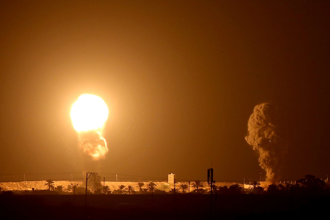 Smoke and flame are seen following an Israeli air strike in the southern Gaza Strip September 16, 2020. REUTERS/Ibraheem Abu Mustafa TPX IMAGES OF THE DAY Smoke and flame are seen following an Israeli air strike in the southern Gaza Strip September 16, 2020. REUTERS/Ibraheem Abu Mustafa TPX IMAGES OF THE DAY