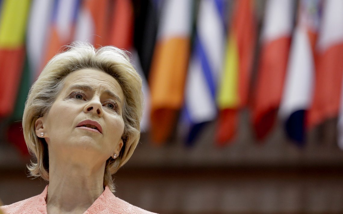 European Commission President Ursula von der Leyen gives her first State of the Union speech during a plenary session of European Parliament in Brussels, Belgium September 16, 2020. Olivier Hoslet/Pool via REUTERS European Commission President Ursula von der Leyen gives her first State of the Union speech during a plenary session of European Parliament in Brussels, Belgium September 16, 2020. Olivier Hoslet/Pool via REUTERS