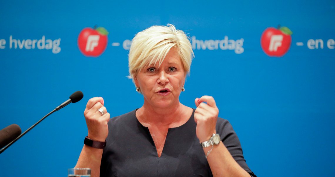 Oslo 20200905.
Frp leder Siv Jensen taler til Fremskrittspartiets landsstyre på Gardermoen.
Foto: Vidar Ruud / NTB scanpix Oslo 20200905.
Frp leder Siv Jensen taler til Fremskrittspartiets landsstyre på Gardermoen.
Foto: Vidar Ruud / NTB scanpix