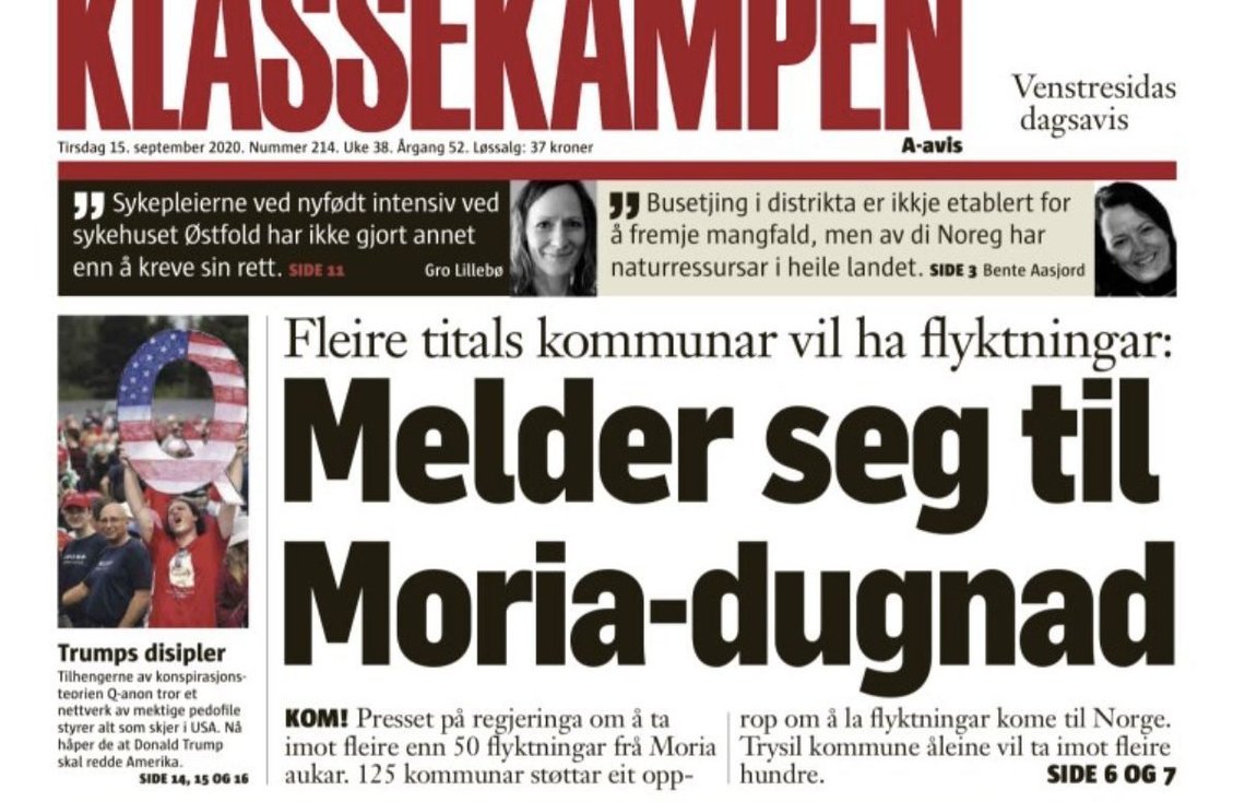 Skjermdump av Klassekampen e-avis. Skjermdump av Klassekampen e-avis.