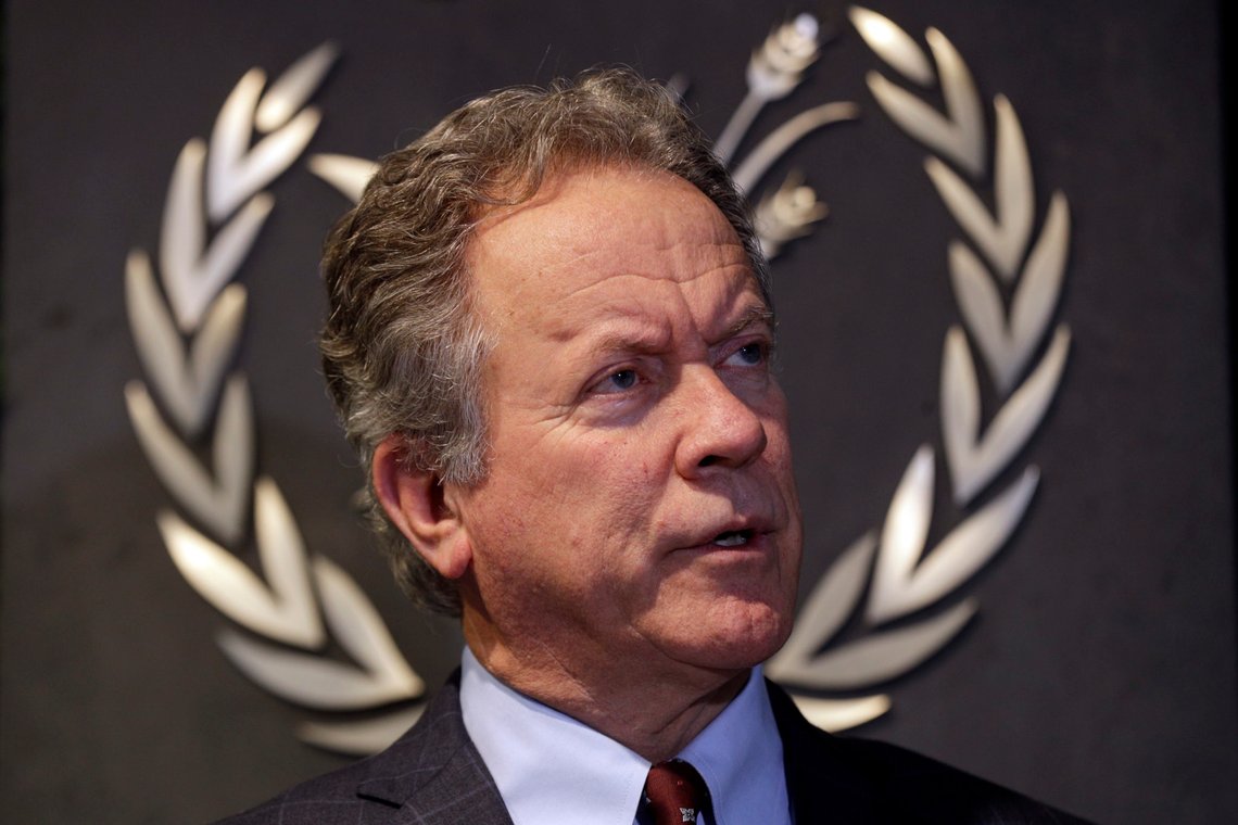 FILE - In this Thursday, Dec. 6, 2018 file photo, David Beasley, the new executive director of the World Food Programme, speaks to The Associated Press during an interview in Rome. The World Food Program has won the 2020 Nobel Peace Prize for its efforts to combat hunger and food insecurity around the globe. The announcement was made Friday Oct. 9, 2020 in Oslo by Berit Reiss-Andersen, the chair of the Nobel Committee. (AP Photo/Gregorio Borgia, file) FILE - In this Thursday, Dec. 6, 2018 file photo, David Beasley, the new executive director of the World Food Programme, speaks to The Associated Press during an interview in Rome. The World Food Program has won the 2020 Nobel Peace Prize for its efforts to combat hunger and food insecurity around the globe. The announcement was made Friday Oct. 9, 2020 in Oslo by Berit Reiss-Andersen, the chair of the Nobel Committee. (AP Photo/Gregorio Borgia, file)