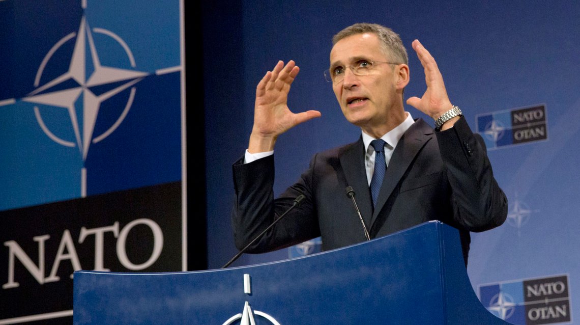 FILE - In this Feb. 16, 2017 file photo, NATO Secretary General Jens Stoltenberg speaks during a media conference at NATO headquarters in Brussels. The current naval standoff between France and Turkey is shining a spotlight on NATO's struggle to keep its ranks in order and reveals how difficult it is to run the world's biggest military alliance while respecting U.N. resolutions and arms embargoes when members are on different sides in a conflict, as in Libya. (AP Photo/Virginia Mayo, File) FILE - In this Feb. 16, 2017 file photo, NATO Secretary General Jens Stoltenberg speaks during a media conference at NATO headquarters in Brussels. The current naval standoff between France and Turkey is shining a spotlight on NATO's struggle to keep its ranks in order and reveals how difficult it is to run the world's biggest military alliance while respecting U.N. resolutions and arms embargoes when members are on different sides in a conflict, as in Libya. (AP Photo/Virginia Mayo, File)